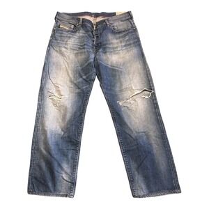 Diesel Thytan Men 34‎ Jeans Comfort Straight Dark Wash Distressed